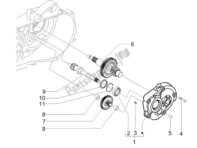 Toutes les pièces pour le Unité De Réduction du Piaggio ZIP 50 2T 2009