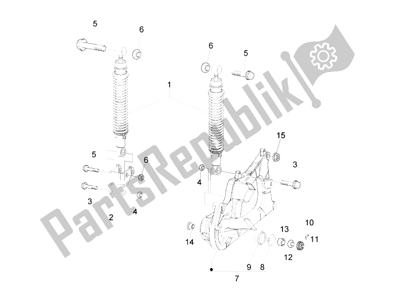 All parts for the Rear Suspension - Shock Absorber/s of the Piaggio Beverly 500 Cruiser E3 2007