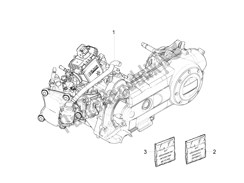 Toutes les pièces pour le Moteur, Assemblage du Piaggio FLY 50 4T 4V USA 2 2014