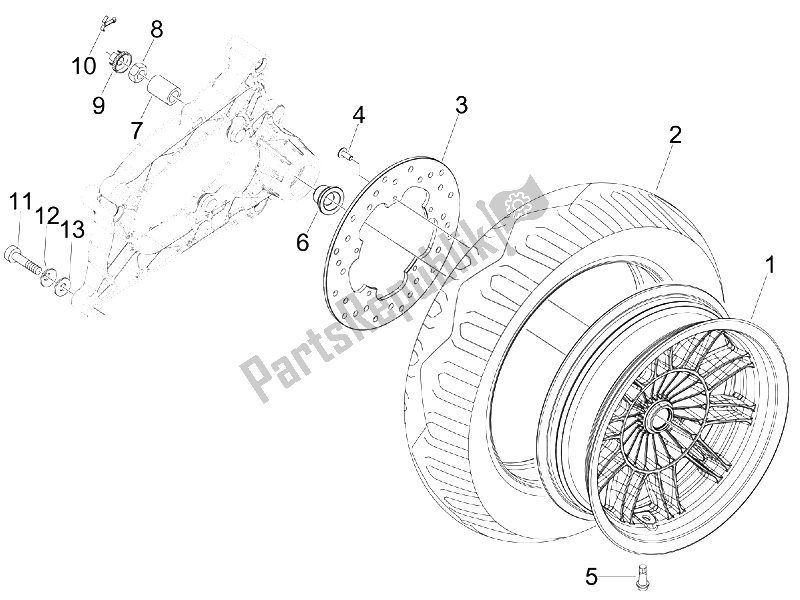All parts for the Rear Wheel of the Piaggio MP3 250 IE MIC 2008