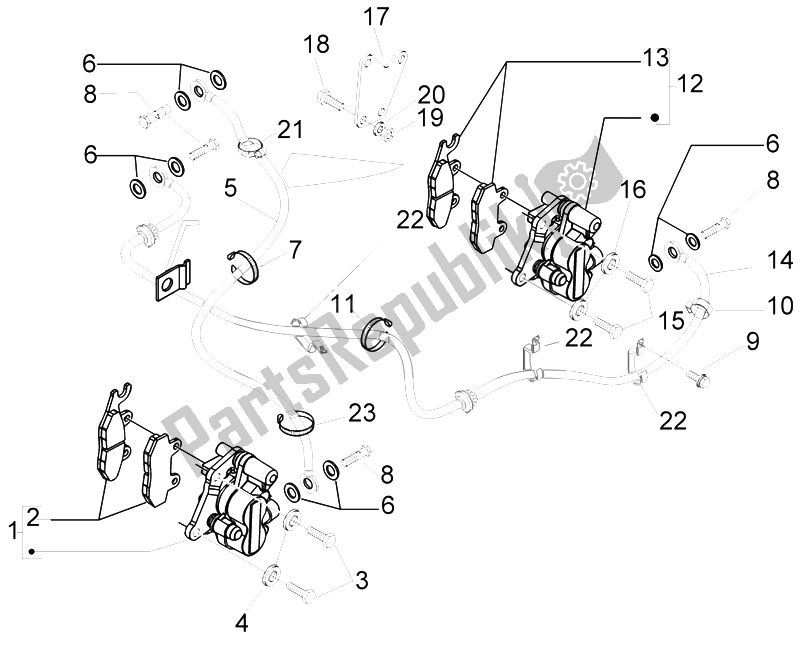 Toutes les pièces pour le Tuyaux De Freins - étriers du Piaggio Beverly 125 2005