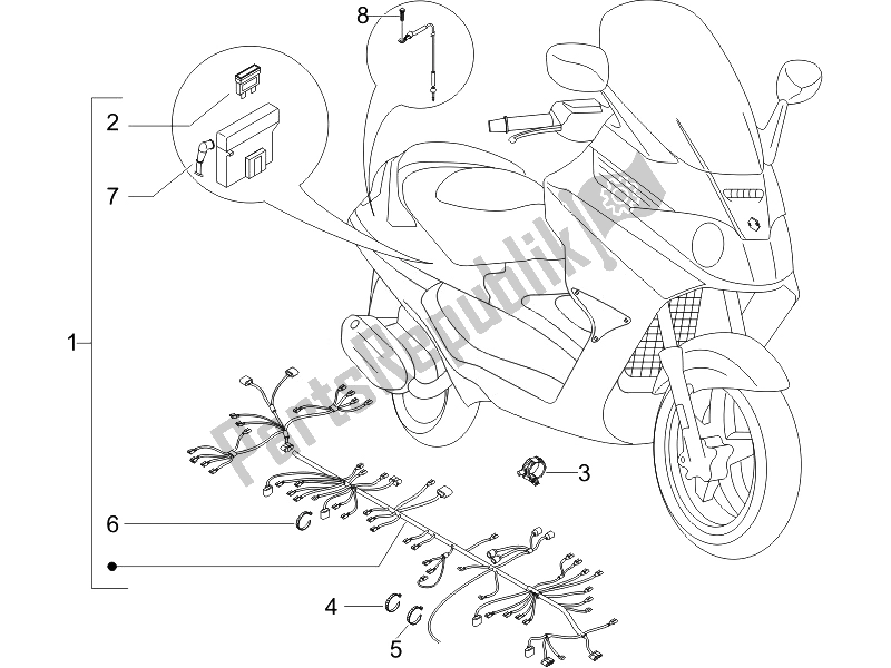 Toutes les pièces pour le Faisceau De Câbles Principal du Piaggio X8 125 Premium Euro 3 2007