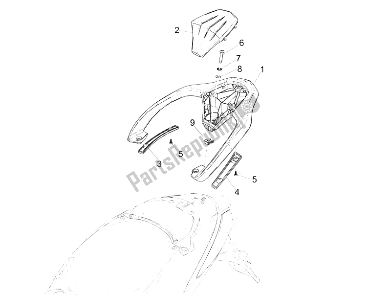 Tutte le parti per il Portapacchi Posteriore del Piaggio Liberty 125 Iget 4T 3V IE ABS EU 2015