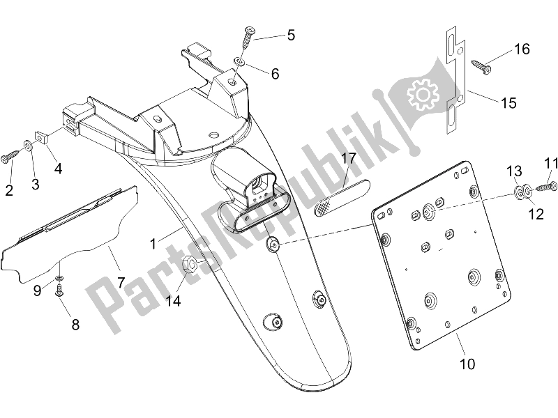 Toutes les pièces pour le Capot Arrière - Protection Contre Les éclaboussures du Piaggio Beverly 250 IE Sport E3 2006