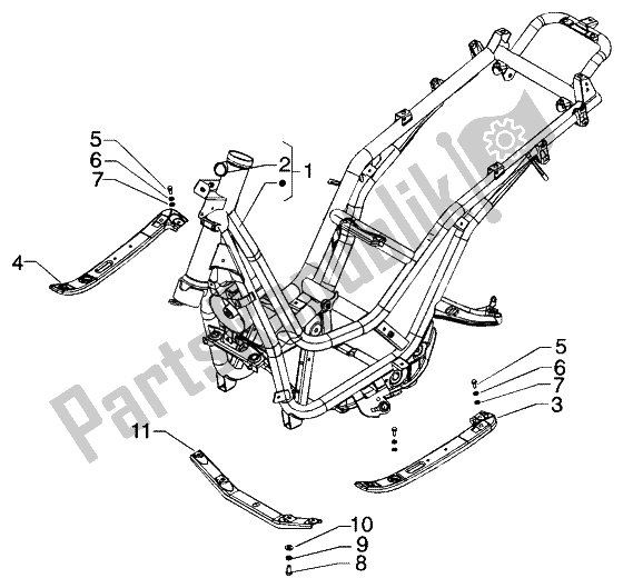 Tutte le parti per il Telaio del Piaggio Beverly 250 RST 2004