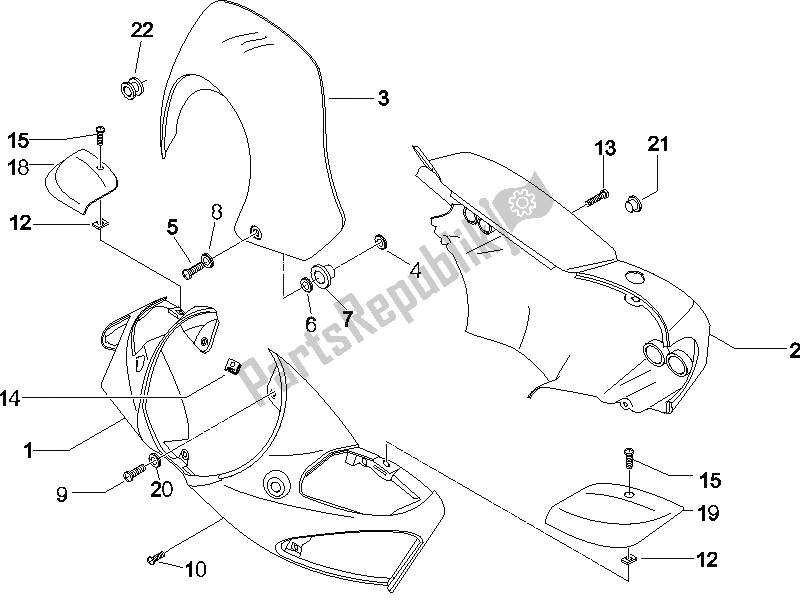 All parts for the Handlebars Coverages of the Piaggio Beverly 500 IE E3 2006