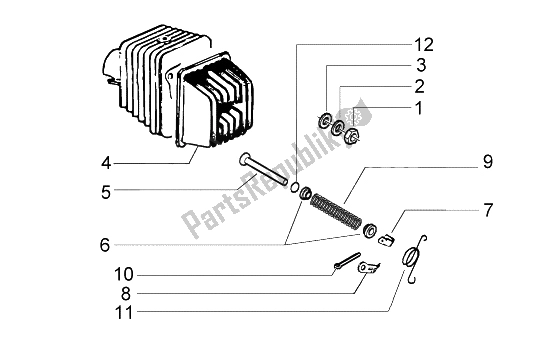 All parts for the Cylinder Head of the Piaggio Ciao 50 2002