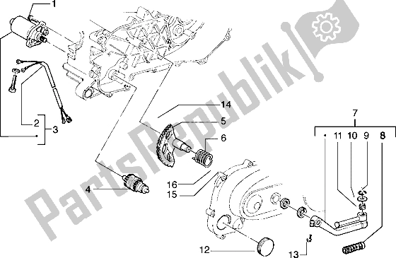Tutte le parti per il Avviamento Della Leva Di Avviamento Del Motore del Piaggio Typhoon 125 X 2000