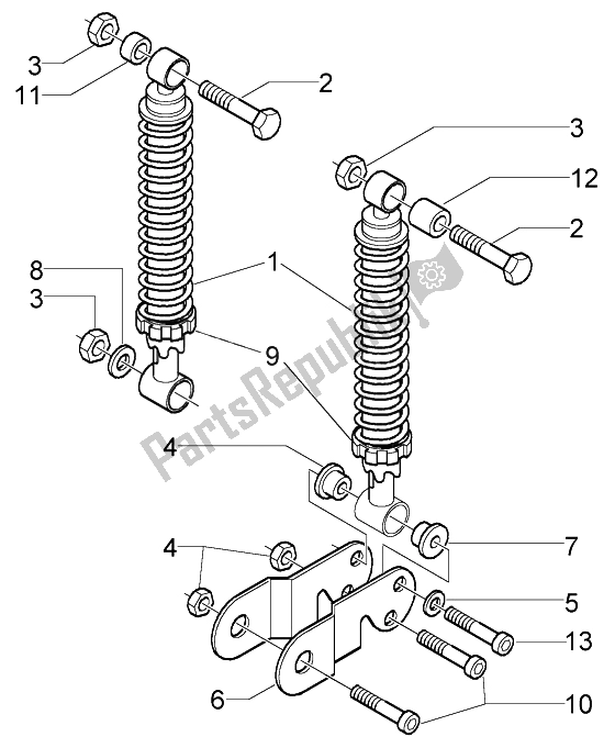 All parts for the Dampers of the Piaggio X9 125 Evolution 2006