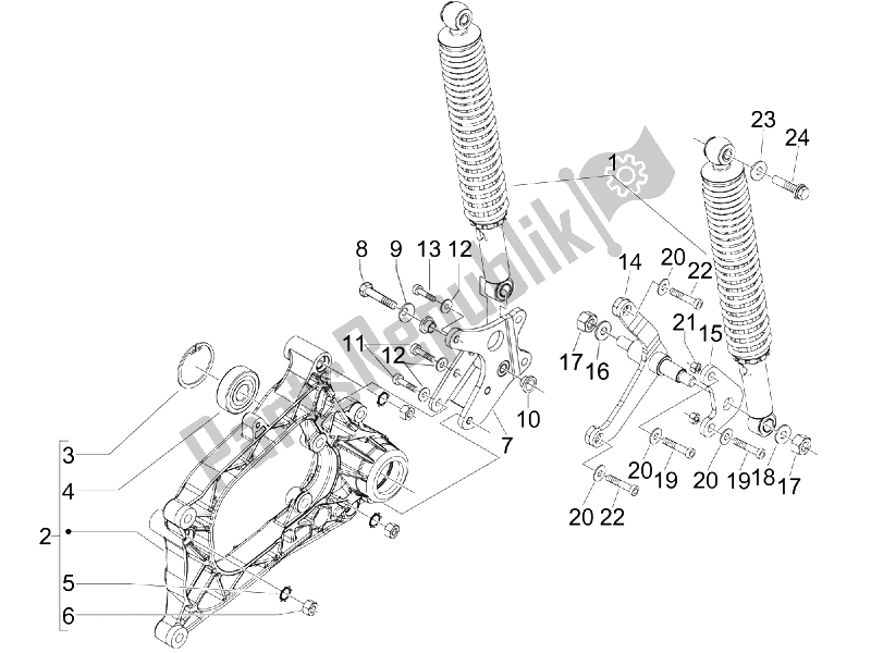 Toutes les pièces pour le Suspension Arrière - Amortisseur / S du Piaggio MP3 125 Ibrido 2009