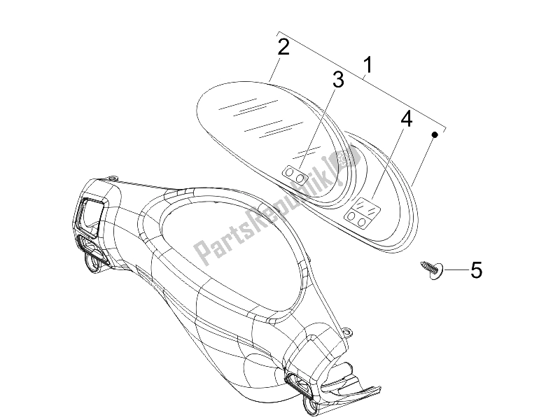 All parts for the Meter Combination-dashbord of the Piaggio FLY 50 4T 25 30 KMH 2008