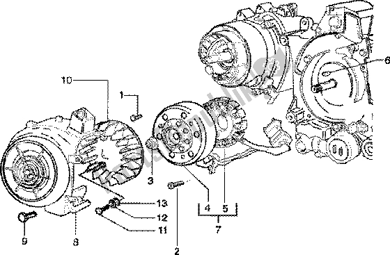 All parts for the Flywheel Magneto of the Piaggio ZIP 125 4T 2000