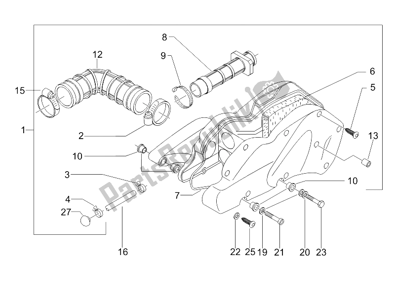 Toutes les pièces pour le Filtre à Air du Piaggio X8 400 IE Euro 3 2006