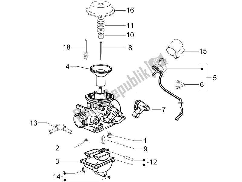 Alle onderdelen voor de Carburateur Onderdelen van de Piaggio X EVO 125 Euro 3 UK 2007