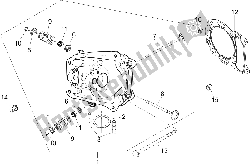 All parts for the Head Unit - Valve of the Piaggio Liberty 125 4T Sport UK 2006