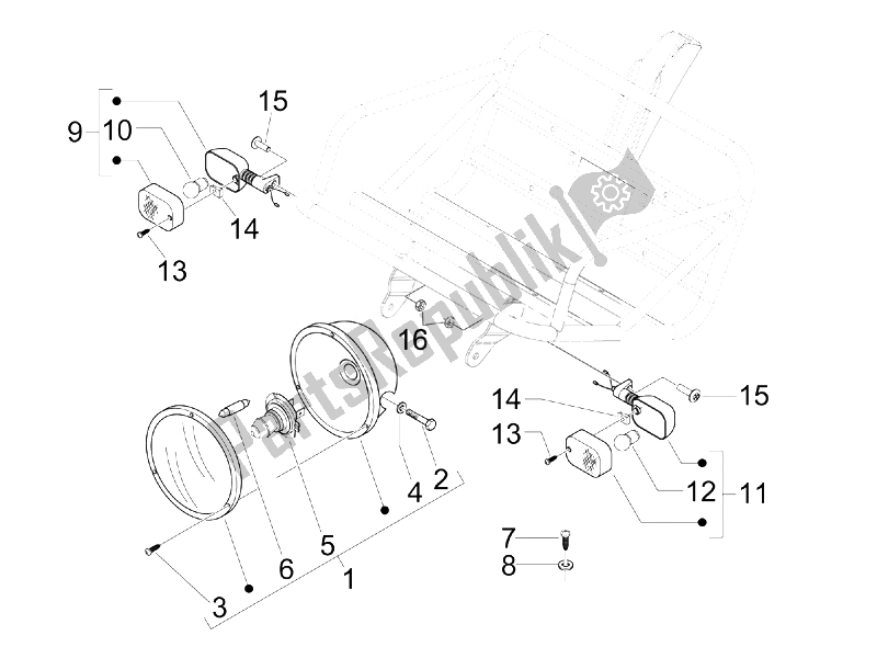 Toutes les pièces pour le Phares Avant - Clignotants du Piaggio Liberty 50 4T PTT D 2007