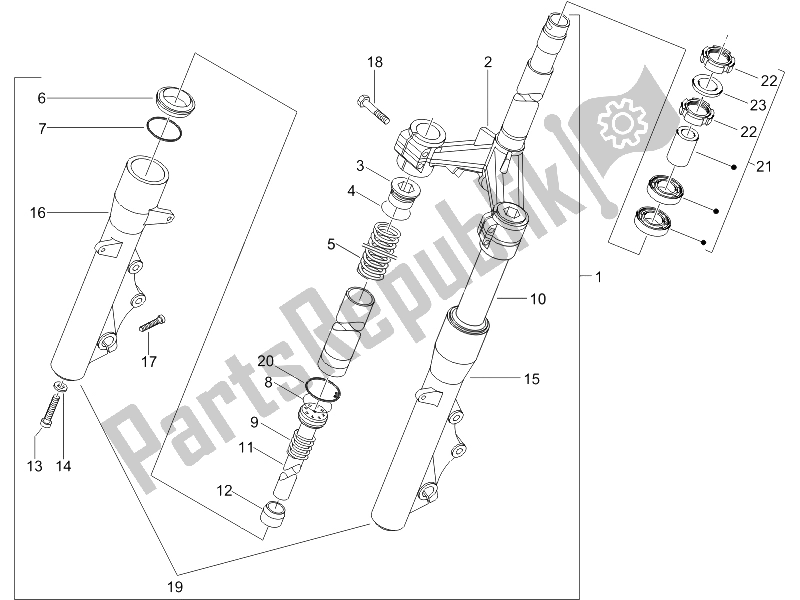 Tutte le parti per il Forcella / Tubo Sterzo - Unità Cuscinetto Sterzo del Piaggio X8 125 Street Euro 2 2006