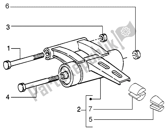 All parts for the Swinging Arm of the Piaggio Liberty 50 2T RST 2004