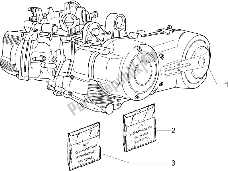 All parts for the Engine, Assembly of the Piaggio X EVO 400 Euro 3 2007