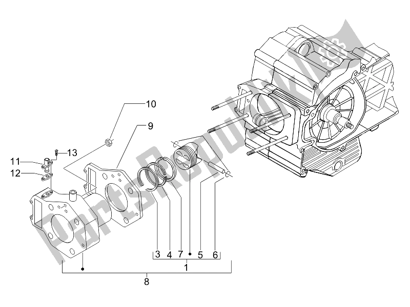 All parts for the Cylinder-piston-wrist Pin Unit of the Piaggio MP3 400 IE 2007