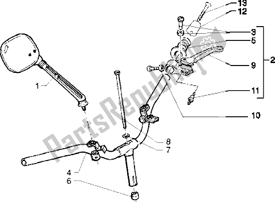 All parts for the Handlebars Component Parts (2) of the Piaggio Free Pptt 50 1995