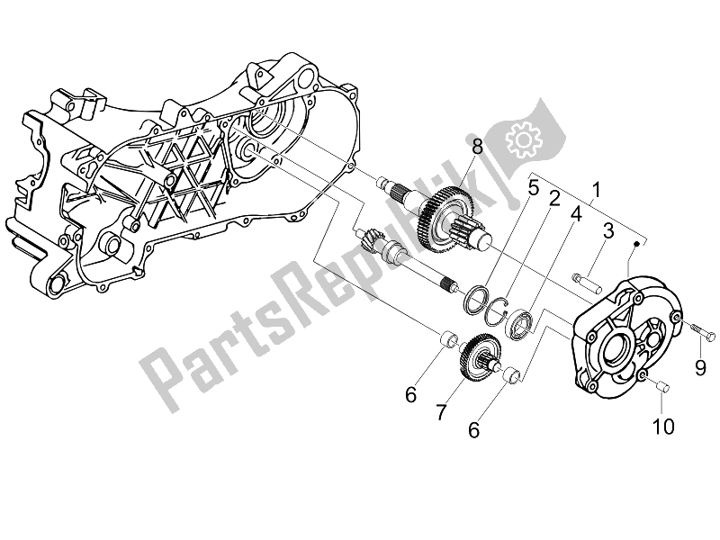 All parts for the Reduction Unit of the Piaggio FLY 50 2T 25 KMH B NL 2005