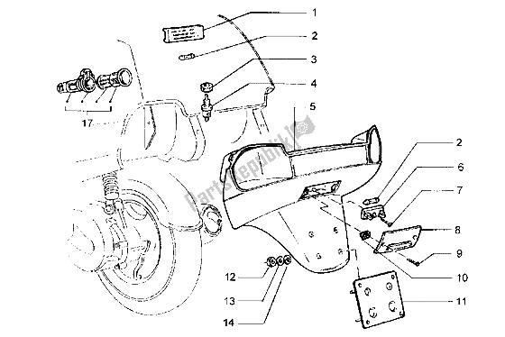 Tutte le parti per il Porta Targa E Lampada Vano Portaoggetti del Piaggio Hexagon GT 250 1998