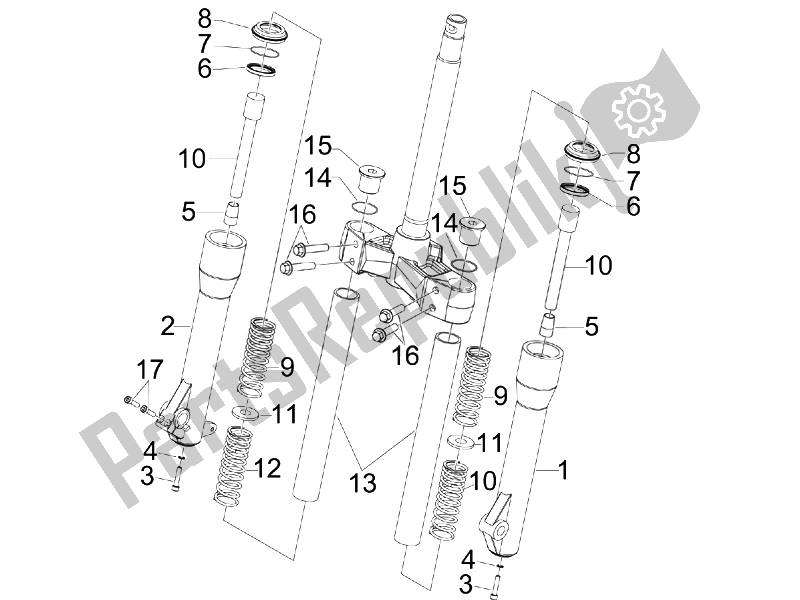 Toutes les pièces pour le Composants De La Fourche (kayaba) du Piaggio Beverly 125 E3 2007