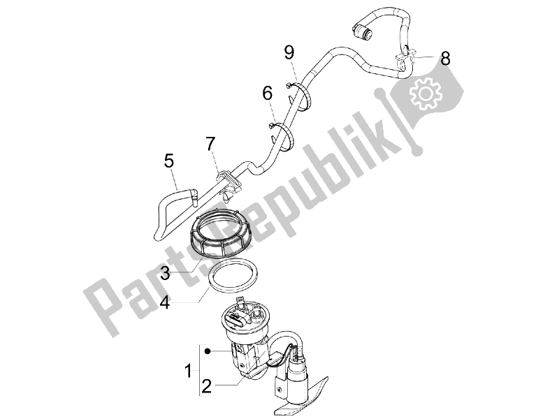 All parts for the Supply System of the Piaggio X7 300 IE Euro 3 2009