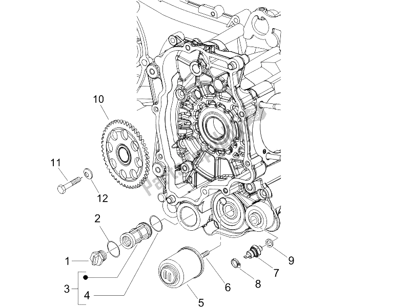 Toutes les pièces pour le Couvercle Magnéto Volant - Filtre à Huile du Piaggio Liberty 125 4T Sport 2006