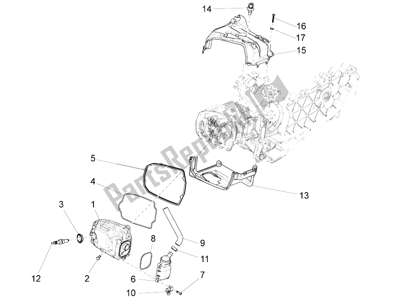 All parts for the Cylinder Head Cover of the Piaggio FLY 150 4T 3V IE USA 2014