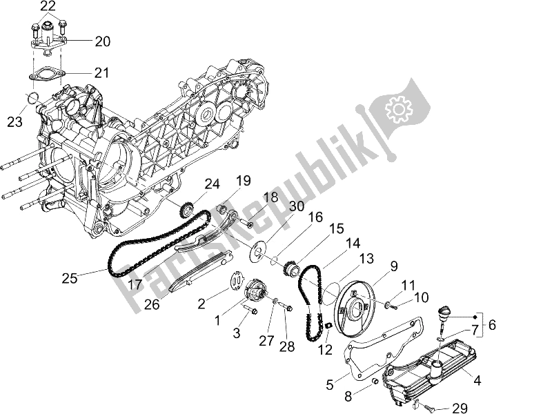 Alle onderdelen voor de Oliepomp van de Piaggio X9 125 Evolution Potenziato UK 2006