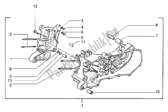 All parts for the Crankase of the Piaggio NRG Power DT 50 1998