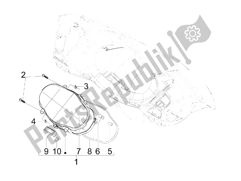 All parts for the Meter Combination-dashbord of the Piaggio X7 250 IE Euro 3 2008