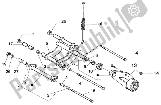 Toutes les pièces pour le Bras Oscillant du Piaggio Beverly 125 2002