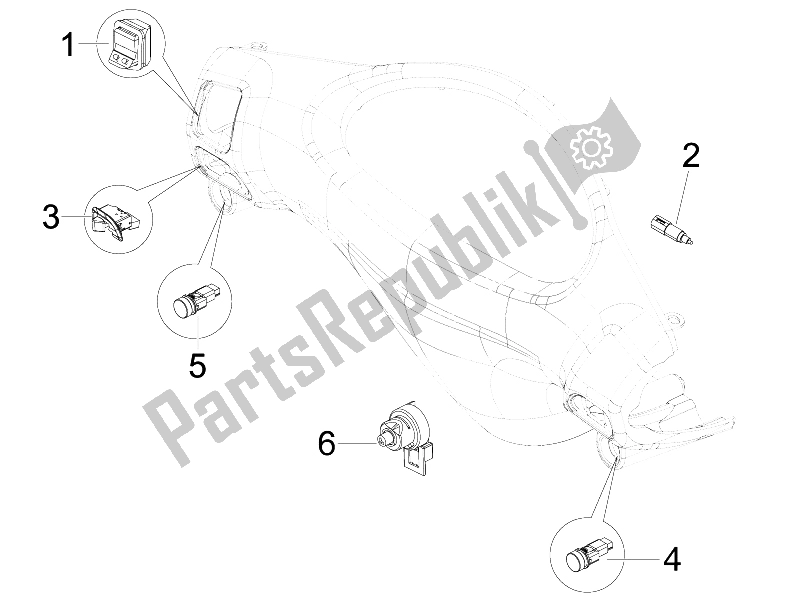 Toutes les pièces pour le Sélecteurs - Interrupteurs - Boutons du Piaggio FLY 50 4T 25 30 KMH 2008