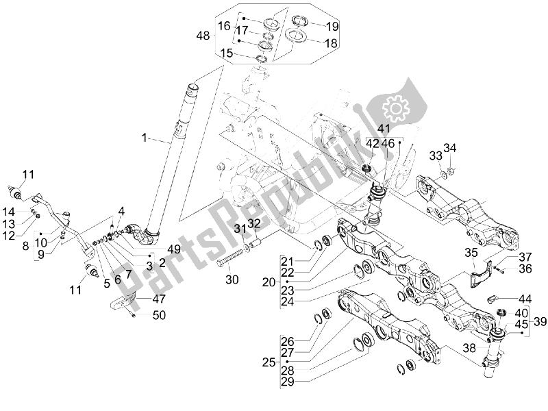 All parts for the Fork/steering Tube - Steering Bearing Unit of the Piaggio MP3 125 2006