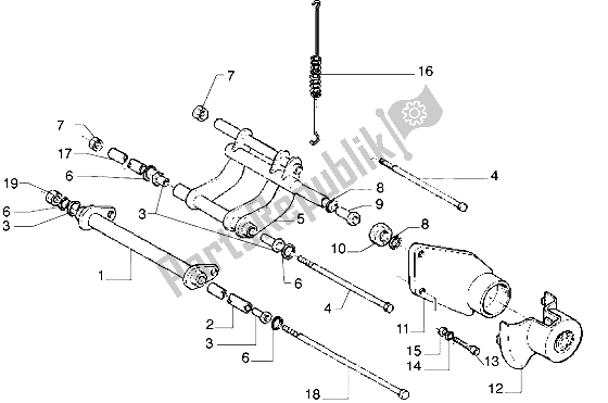 Alle onderdelen voor de Zwaaiende Arm van de Piaggio Liberty 125 1998