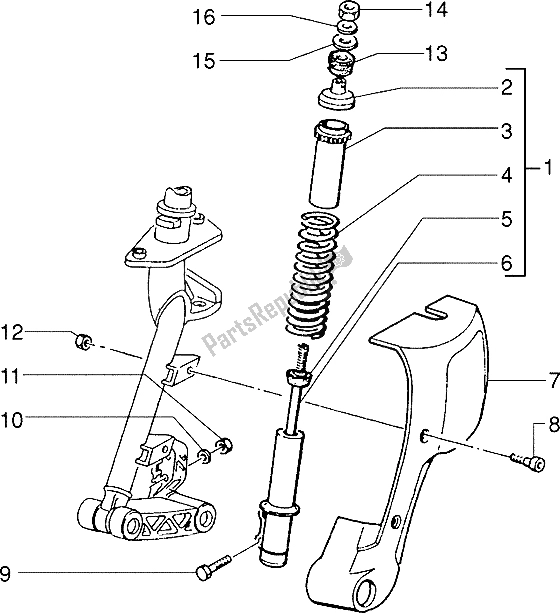 Toutes les pièces pour le Fr. Couvercle D'amortisseur du Piaggio Skipper 125 1995