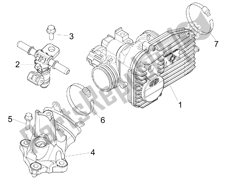 All parts for the Throttle Body - Injector - Union Pipe of the Piaggio X7 300 IE Euro 3 2009