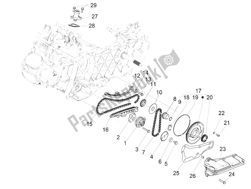 All parts for the Oil Pump of the Piaggio Medley 125 4T IE ABS 2016