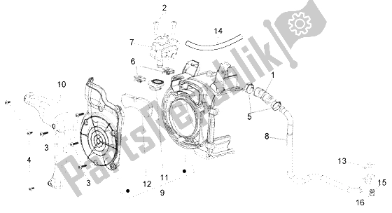 All parts for the Secondary Air Box of the Piaggio FLY 150 4T 2004