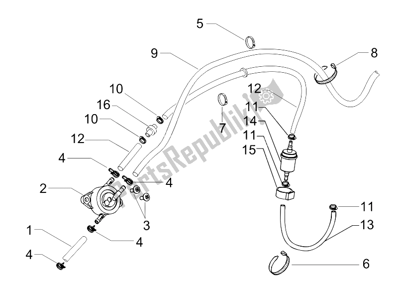 Toutes les pièces pour le Système D'alimentation du Piaggio X8 125 Potenziato UK 2005