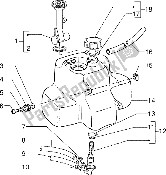 All parts for the Fuel Tank of the Piaggio Skipper 125 1995