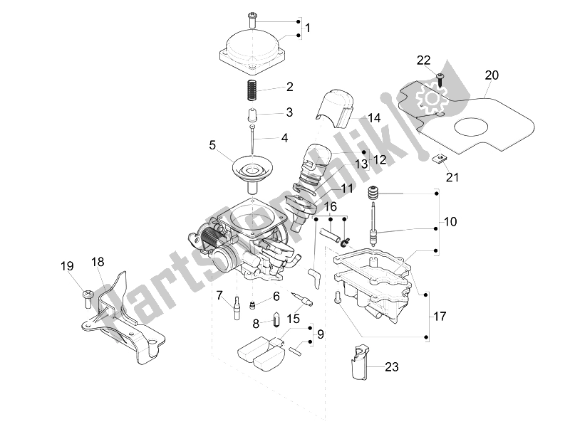 Todas las partes para Componentes Del Carburador de Piaggio Liberty 125 4T PTT E3 E 2007