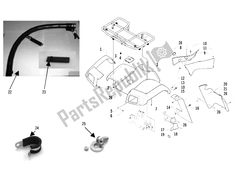 Tutte le parti per il Copertine Anteriori - Paraspruzzi del Piaggio Trackmaster 500 2006