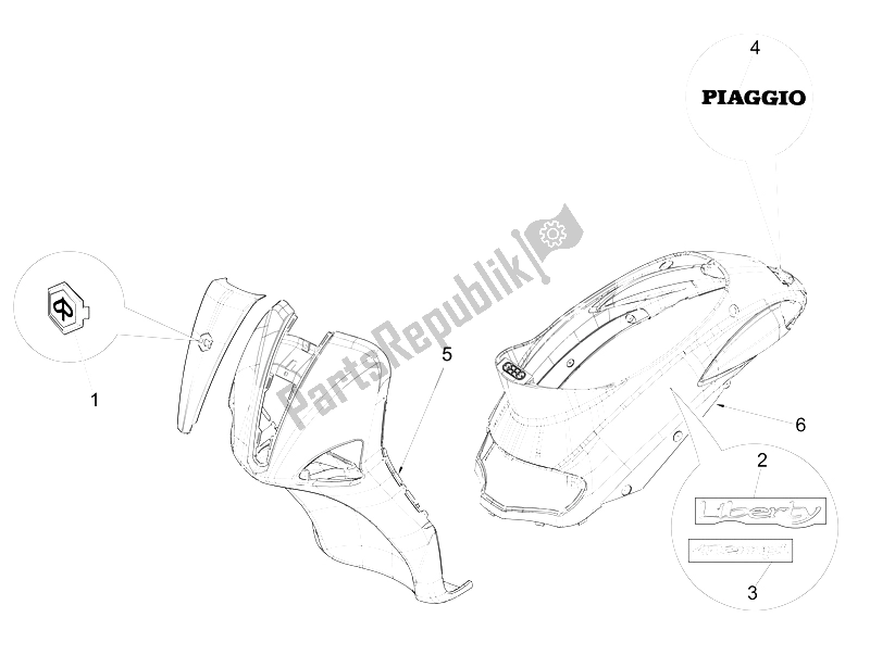 All parts for the Plates - Emblems of the Piaggio Liberty 50 4T PTT 2009