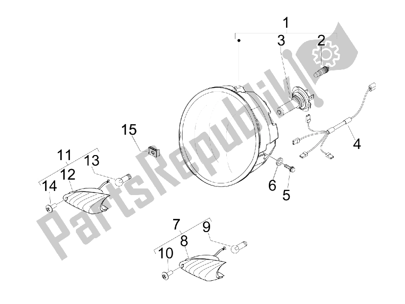 All parts for the Front Headlamps - Turn Signal Lamps of the Piaggio BV 250 Tourer USA 2008