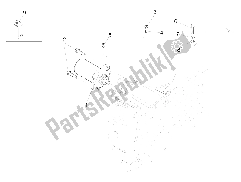 Todas as partes de Stater - Partida Elétrica do Piaggio Liberty 50 Iget 4T 3V Emea 2015