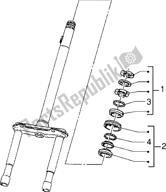 Tutte le parti per il Piste Per Cuscinetti A Sfera Dello Sterzo del Piaggio ZIP Fast Rider RST 50 1996